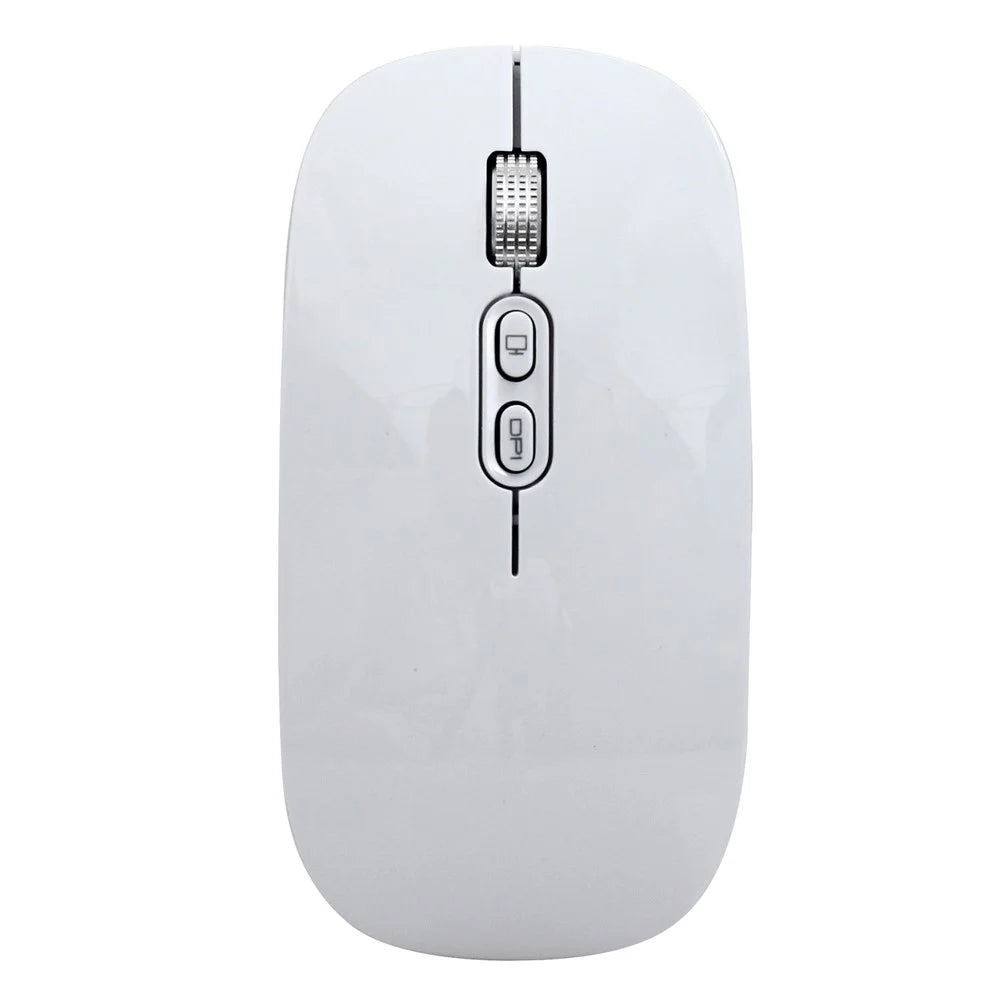 HXSJ M103 USB Wireless Computer Mouse 2.4G Receiver Ultra Slim Adjustable DPI Optical Mouse - White - 3