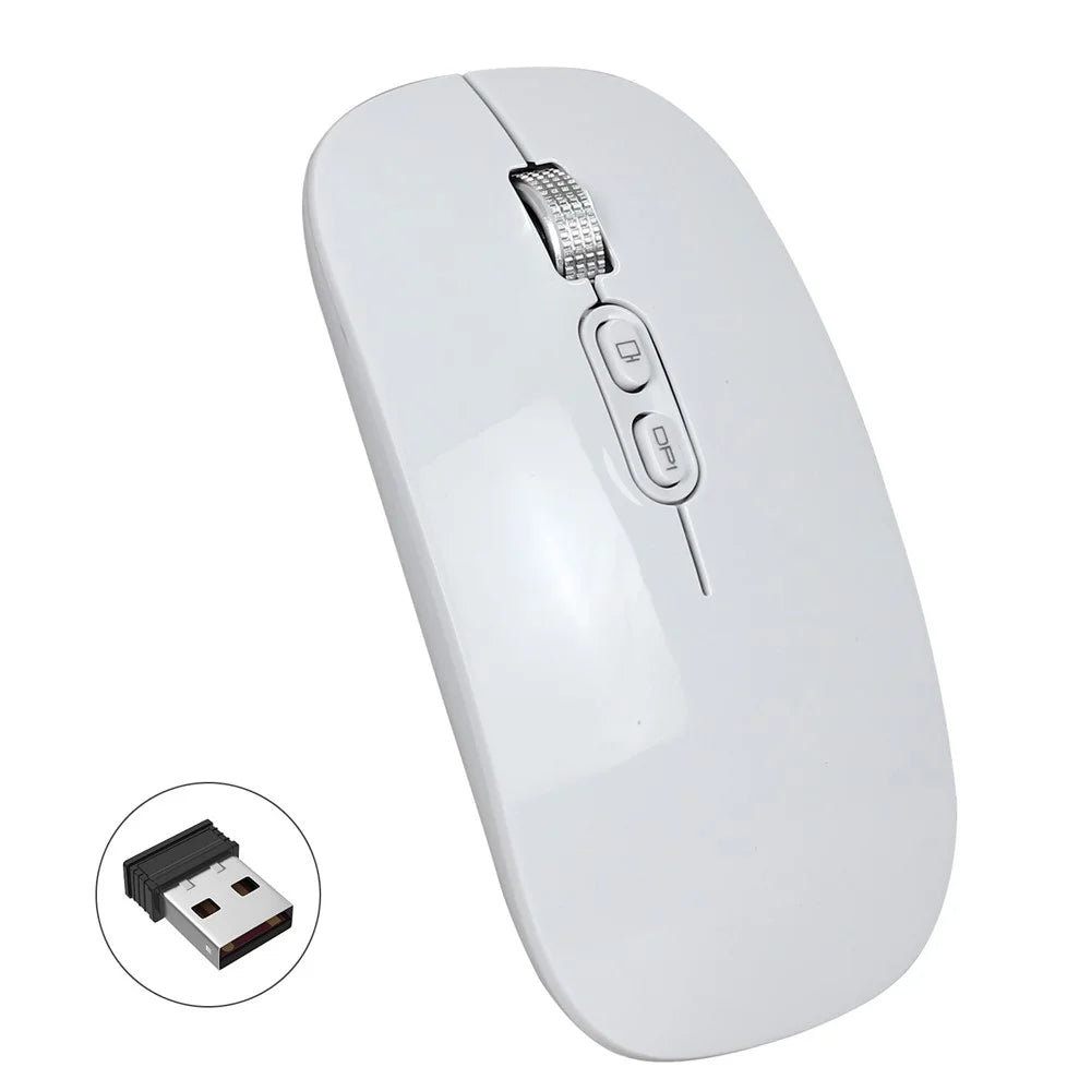 HXSJ M103 USB Wireless Computer Mouse 2.4G Receiver Ultra Slim Adjustable DPI Optical Mouse - White - 4