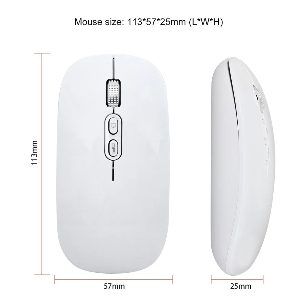 HXSJ M103 USB Wireless Computer Mouse 2.4G Receiver Ultra Slim Adjustable DPI Optical Mouse - White - 6