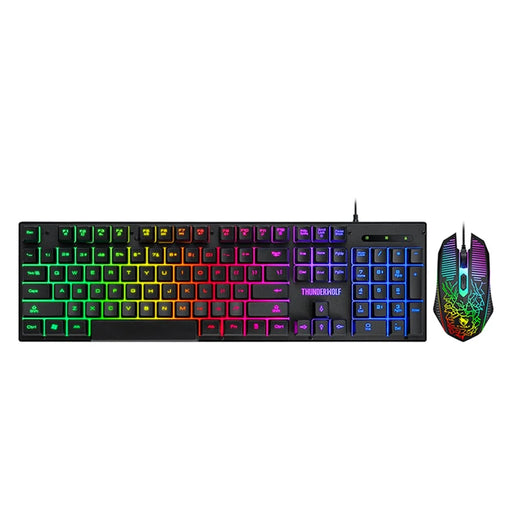 T-WOLF TF400 USB Wired RGB Rainbow Backlit Gaming Keyboard + Mouse + Gaming Headset + Mouse Pad Combo LED Backlit Wired Gamer Bundle for Gaming/Working - 2