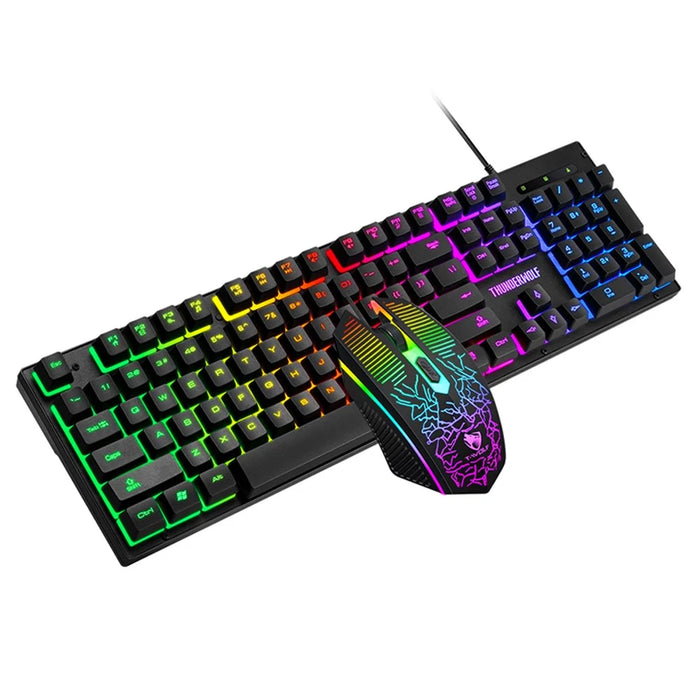 T-WOLF TF400 USB Wired RGB Rainbow Backlit Gaming Keyboard + Mouse + Gaming Headset + Mouse Pad Combo LED Backlit Wired Gamer Bundle for Gaming/Working - 3
