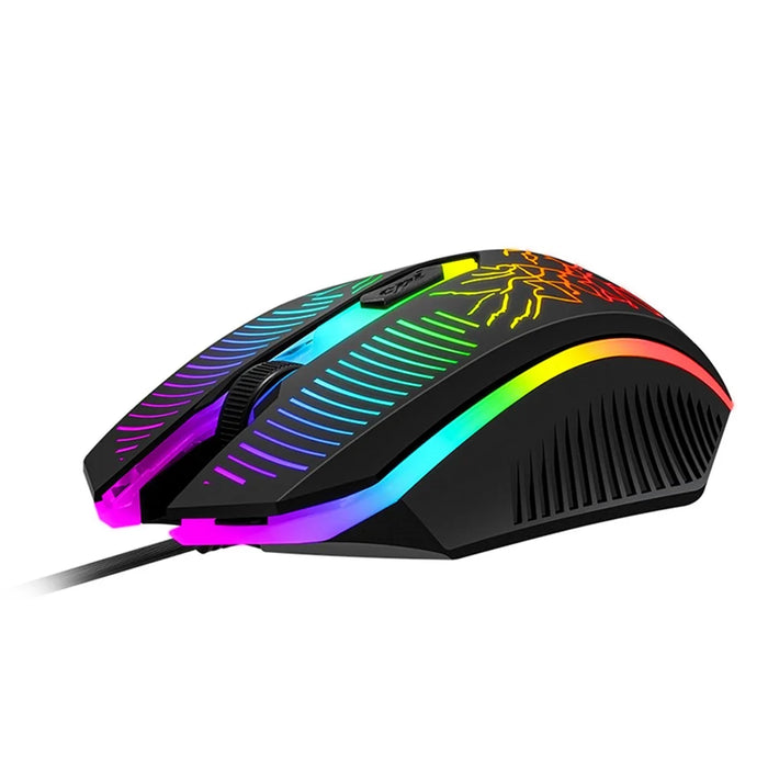 T-WOLF TF400 USB Wired RGB Rainbow Backlit Gaming Keyboard + Mouse + Gaming Headset + Mouse Pad Combo LED Backlit Wired Gamer Bundle for Gaming/Working - 6
