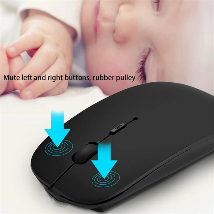 M105 Wireless Mouse Rechargeable Slim 2.4G Portable Mobile Optical Office Mouse for Notebook/PC/Laptop/Computer/Desktop - Black - 3
