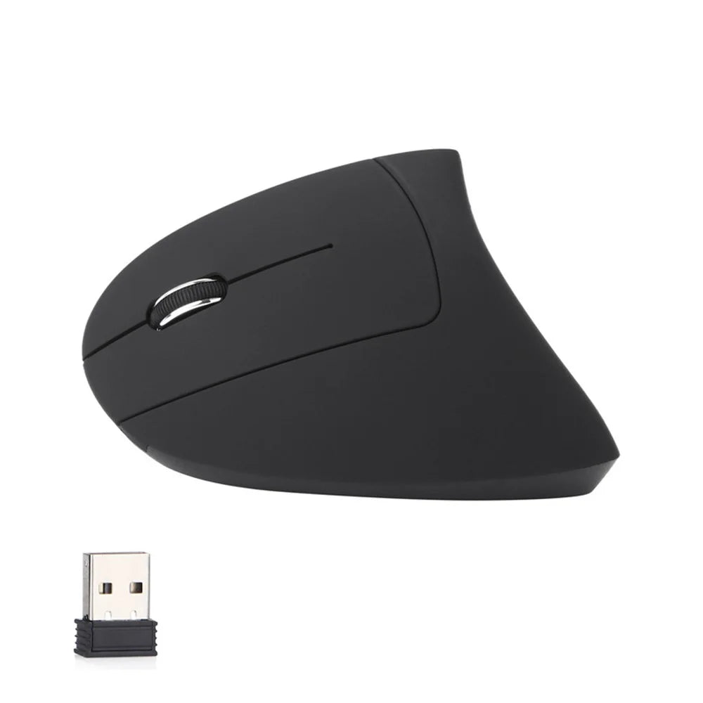 Battery Powered Left Hand Wireless Mouse Ergonomic Vertical Computer Gaming Mice 800/1200/1600 DPI for Laptop PC - 1
