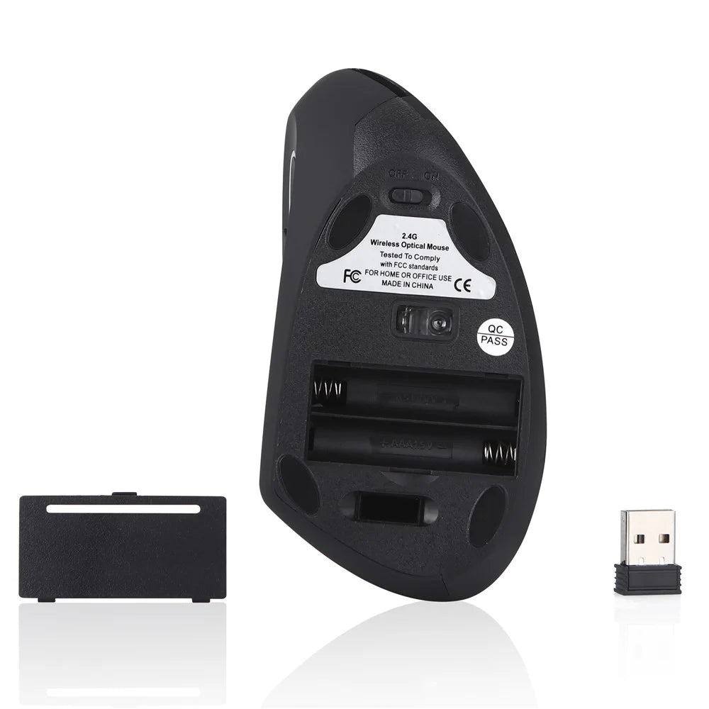 Battery Powered Left Hand Wireless Mouse Ergonomic Vertical Computer Gaming Mice 800/1200/1600 DPI for Laptop PC - 6