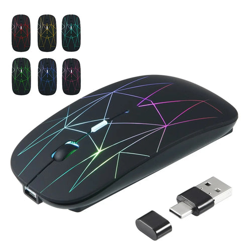 E39 Rechargeable 2.4G Wireless Gaming Mouse 1600DPI RGB Breathing Light Computer Laptop Ergonomic Mice - Black - 1