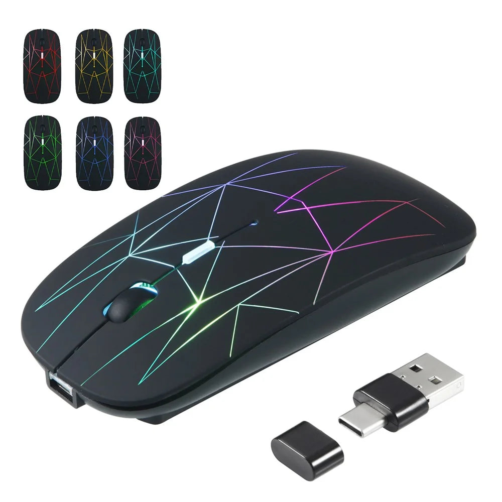E39 Rechargeable 2.4G Wireless Gaming Mouse 1600DPI RGB Breathing Light Computer Laptop Ergonomic Mice - Black - 1