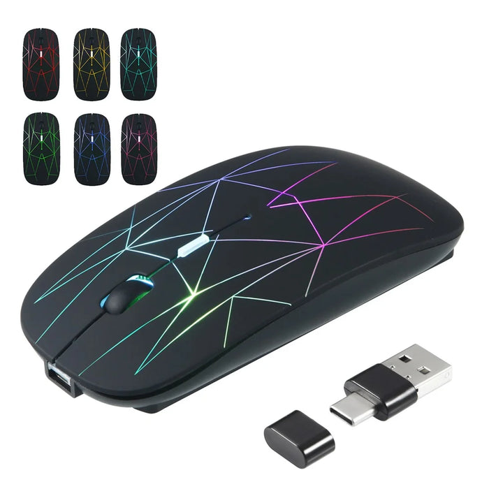 E39 Rechargeable 2.4G Wireless Gaming Mouse 1600DPI RGB Breathing Light Computer Laptop Ergonomic Mice - Black - 1
