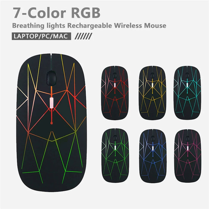 E39 Rechargeable 2.4G Wireless Gaming Mouse 1600DPI RGB Breathing Light Computer Laptop Ergonomic Mice - Black - 6
