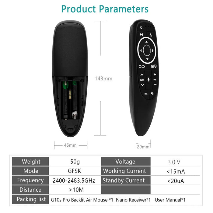G10S Pro 2.4G Wireless Air Mouse Remote Controller with Backlit and Gyro Sensor for Android TV Box Support Voice Search - 7