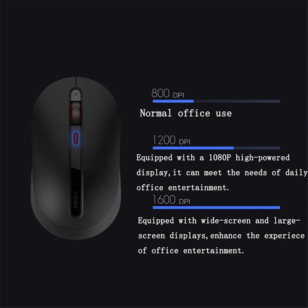 XIAOMI YOUPIN MWMM01 2.4GHz USB Wireless Silent Mouse 800 / 1200 / 1600 DPI Adjustment for Laptop Notebook Office Gaming - Black - 4
