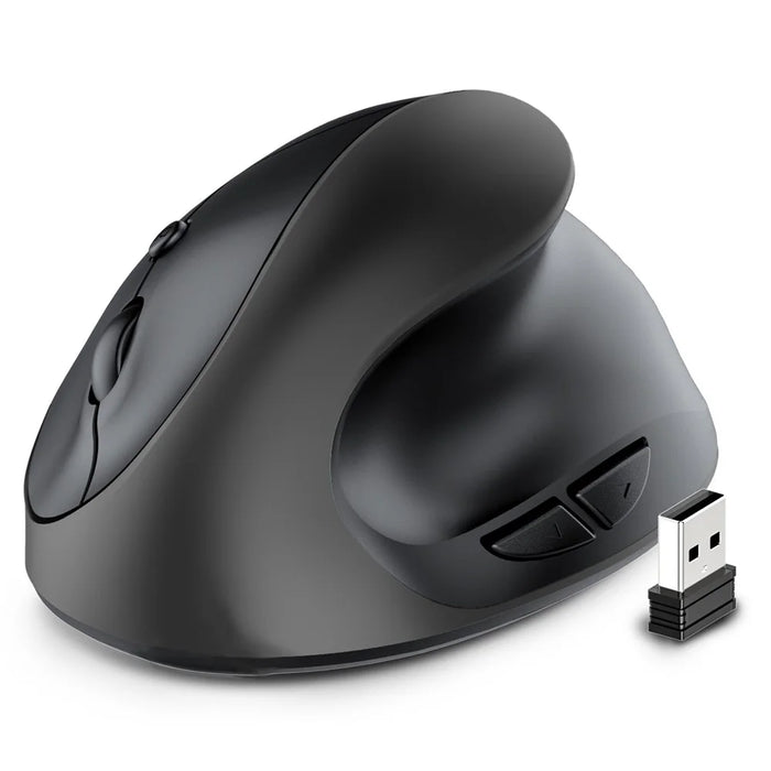 E11 2.4G Wireless Mouse Portable Vertical Ergonomic Mouse with 6 Keys/3 Adjustable DPI (Dry Battery Version) - Black - 1
