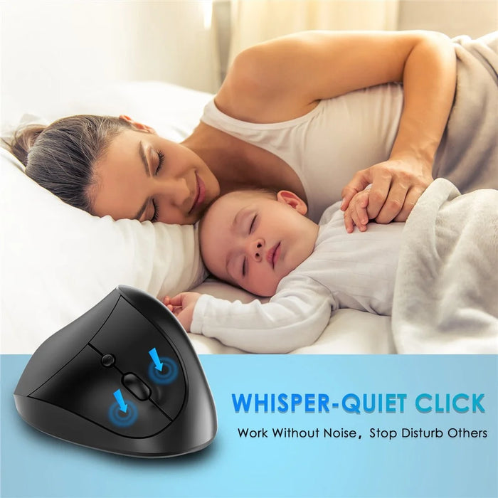 E11 2.4G Wireless Mouse Portable Vertical Ergonomic Mouse with 6 Keys/3 Adjustable DPI (Dry Battery Version) - Black - 3