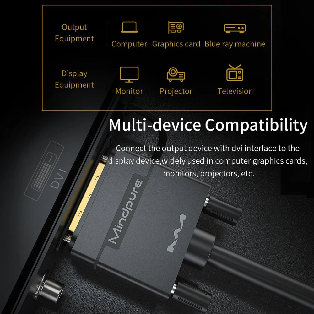 MINDPURE DV003 2m DVI Male to DVI Male Cable 24+1 DVI Digital 1080P HD Connection Cable - 5