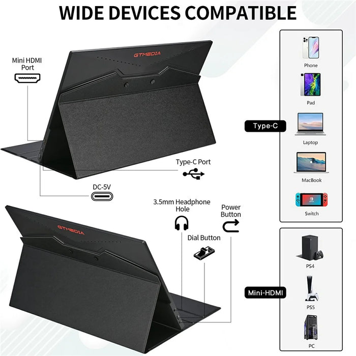 GTMEDIA Mate 173 2.5K 17.3-inch QHD IPS Screen Monitor Laptop Extended Gaming Display Screen - US Plug - 5