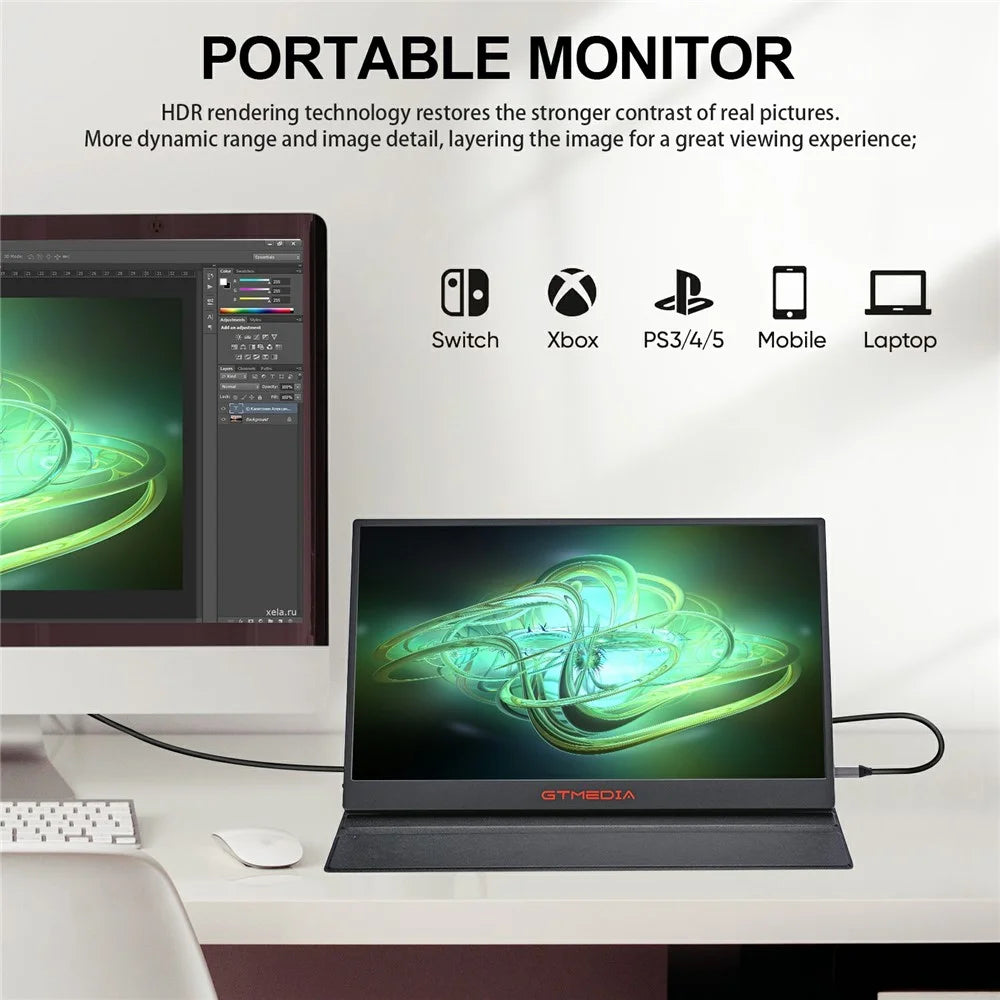 GTMEDIA Mate 173F 1080P 17.3-inch FHD IPS Screen Monitor Laptop Extended Gaming Display Screen - US Plug - 6