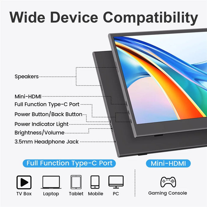 M156F04 15.6 Inch Portable Monitor Computer Screen Casting 1920x1080 60Hz HD Display Extension Screen - 3