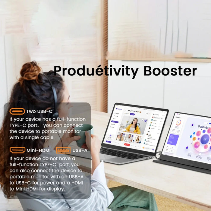 M156F04 15.6 Inch Portable Monitor Computer Screen Casting 1920x1080 60Hz HD Display Extension Screen - 6