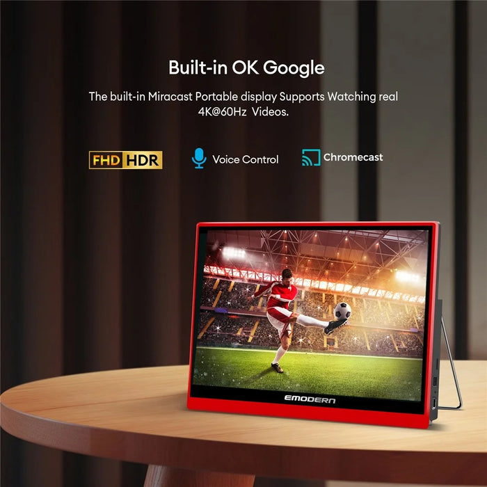 EMODERN Z1TV 14.1 Inch Android 15.0 Portable TV Touchscreen Monitor 8K Video Decoding WiFi 6 Dual Band, 2+16GB - EU Plug - 3