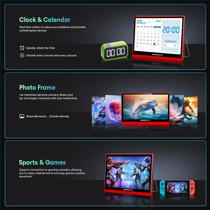 EMODERN Z1TV 14.1 Inch Android 15.0 Portable TV Touchscreen Monitor 8K Video Decoding WiFi 6 Dual Band, 2+16GB - EU Plug - 6