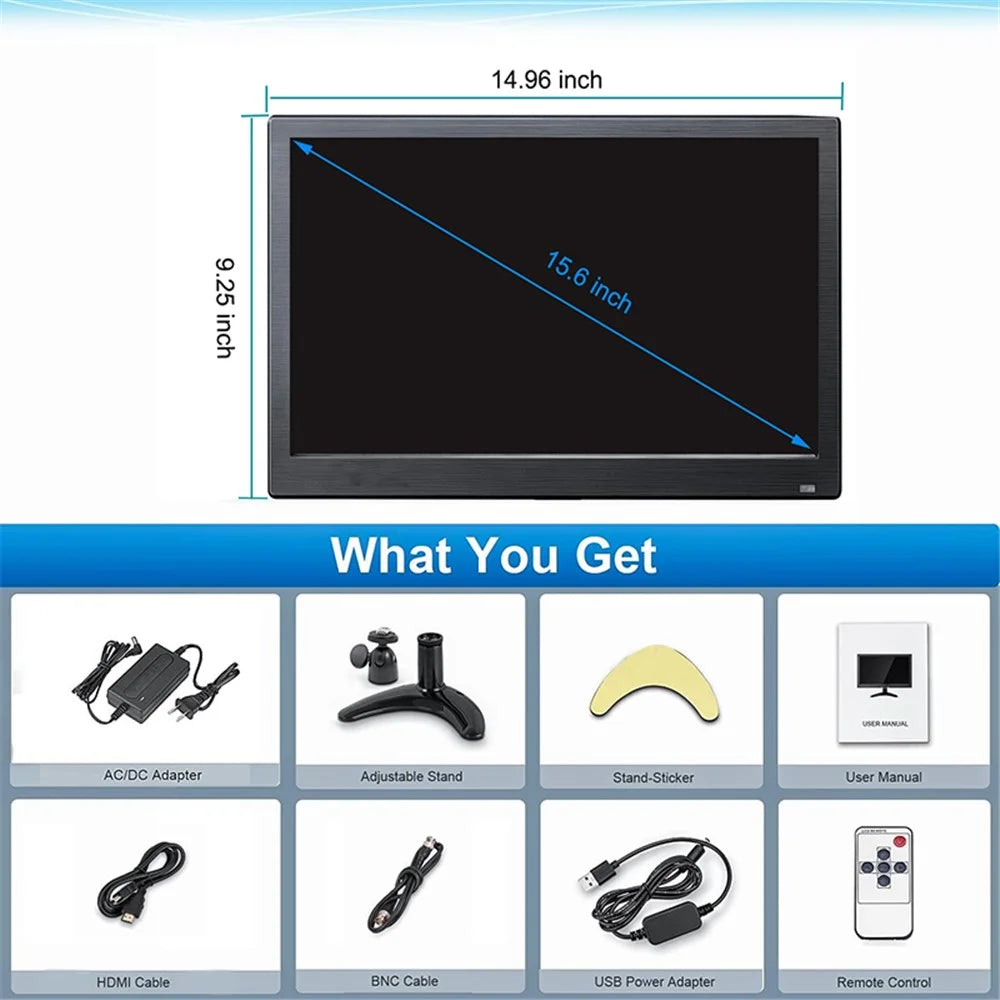 RX-105B 15.6-inch 1920*1080 Security Monitor LED Display with Remote Control - AU Plug - 7