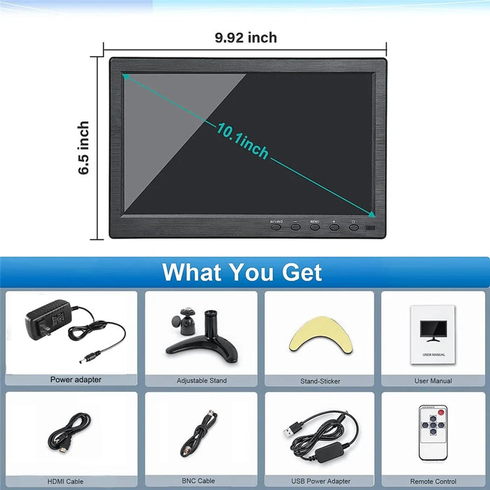 RX-101A 10.1-inch Security Monitor Portable Display with Remote Control - EU Plug - 6