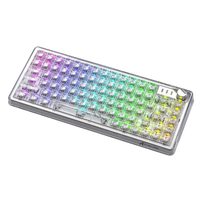 ATTACK SHARK K75 RGB Wireless Hot-Swappable Mechanical Keyboard Three Mode Bluetooth-compatible Transparent Keyboard - White - 1