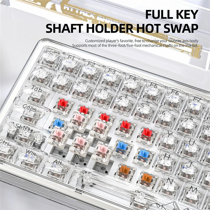 ATTACK SHARK K75 RGB Wireless Hot-Swappable Mechanical Keyboard Three Mode Bluetooth-compatible Transparent Keyboard - White - 5