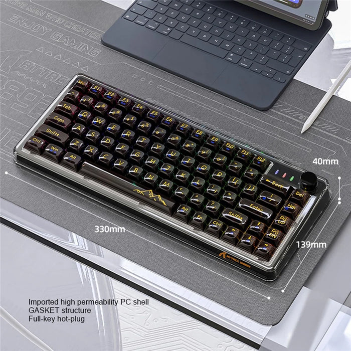 ATTACK SHARK K75 RGB Wireless Hot-Swappable Mechanical Keyboard Three Mode Bluetooth-compatible Transparent Keyboard - White - 7