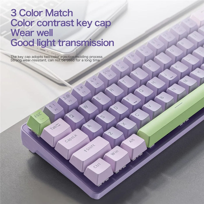 ZIYOULANG K65 78 Keys Hot Swappable Mechanical Keyboard RGB Light USB Wired Keyboard - Blue+Blue Switch - 5