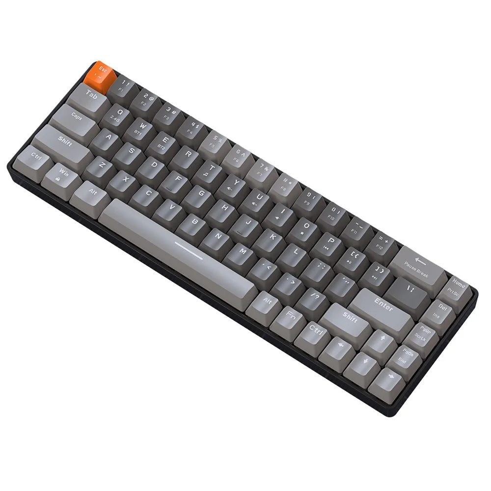 ZIYOULANG K68 Wireless Mechanical Keyboard 2.4G / Bluetooth-compatible Dual Mode 68-Key Keyboard - Business Grey+Blue Switch - 1
