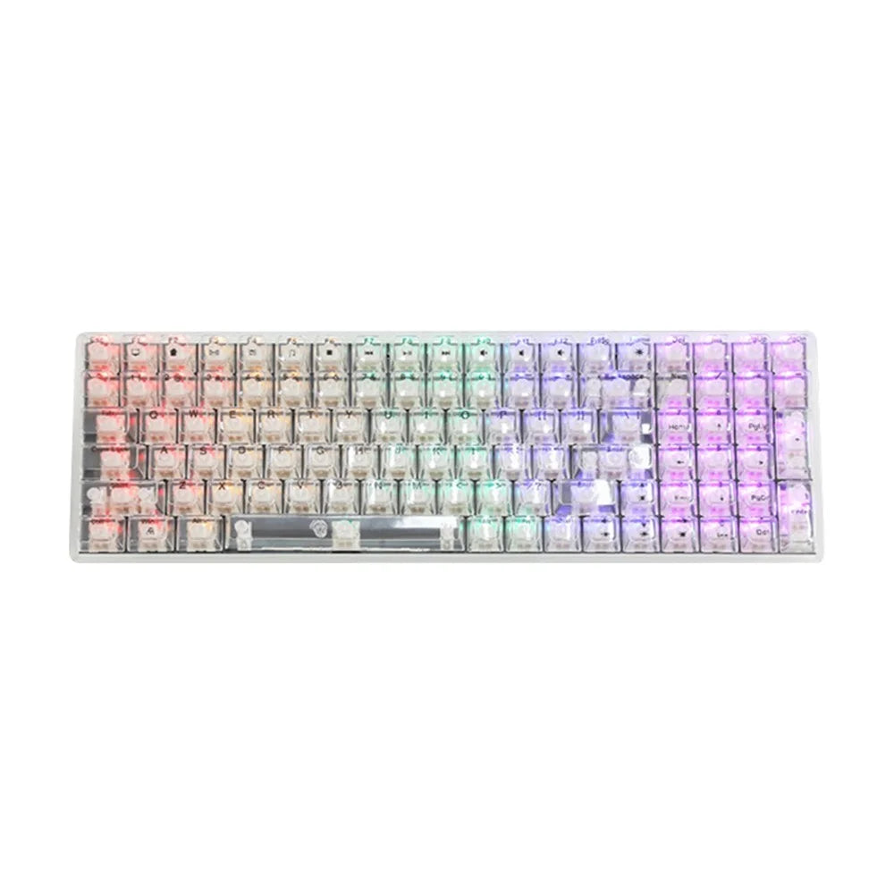 Y-FRUITFUL K10 Mechanical 100-Key Type-C Wired Keyboard with Clear Keycap - Transparent White - 1