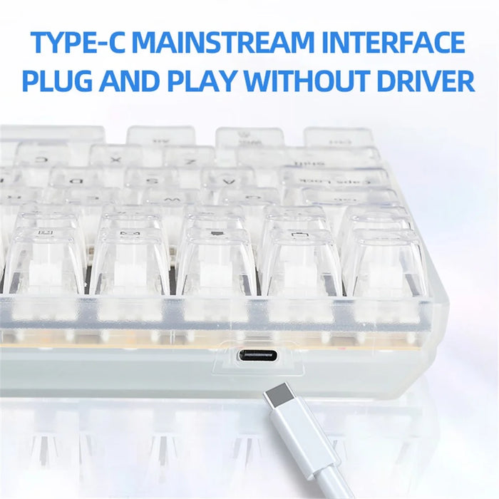 Y-FRUITFUL K10 Mechanical 100-Key Type-C Wired Keyboard with Clear Keycap - Transparent White - 3