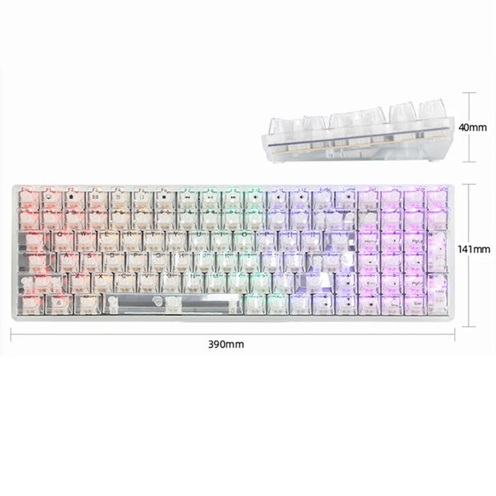 Y-FRUITFUL K10 Mechanical 100-Key Type-C Wired Keyboard with Clear Keycap - Transparent White - 7