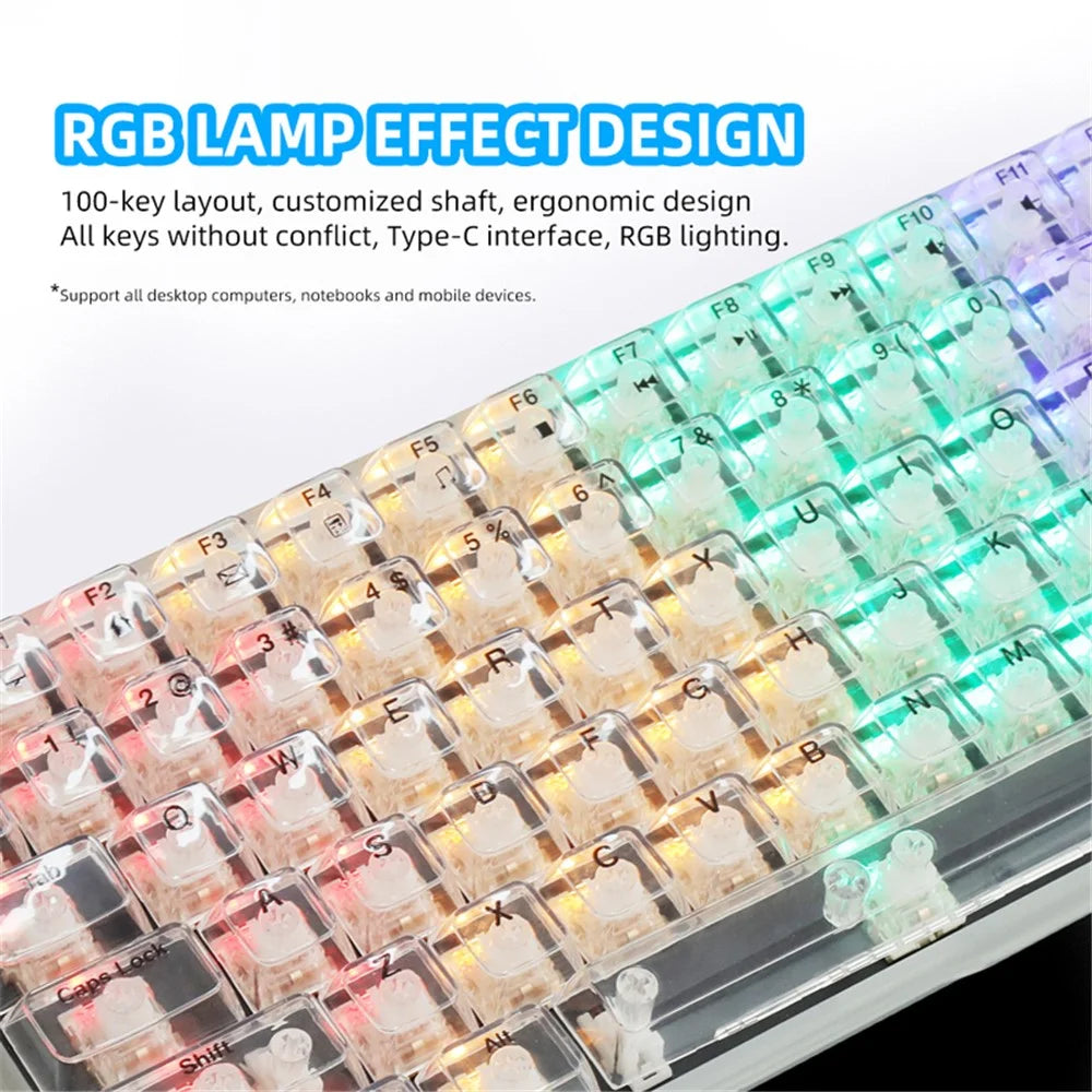 Y-FRUITFUL K10 Mechanical Gaming Keyboard 100 Keys Type-C Wired Clear Keyboard with RGB Light - 3