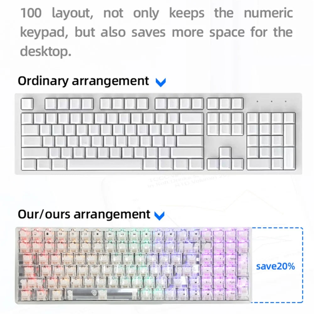 Y-FRUITFUL K10 Mechanical Gaming Keyboard 100 Keys Type-C Wired Clear Keyboard with RGB Light - 5