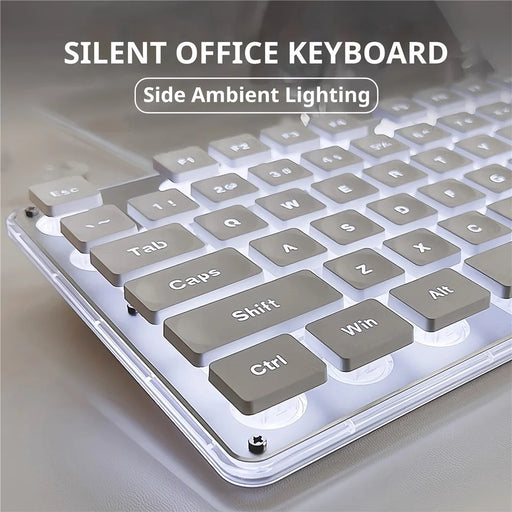 EWEADN GX710 Stylish Home Office Computer Laptop Keyboard USB Wired Mute Backlit Keyboard - White Backlit - 2