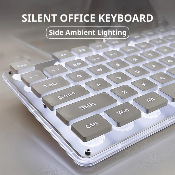 EWEADN GX710 Stylish Home Office Computer Laptop Keyboard USB Wired Mute Backlit Keyboard - White Backlit - 2