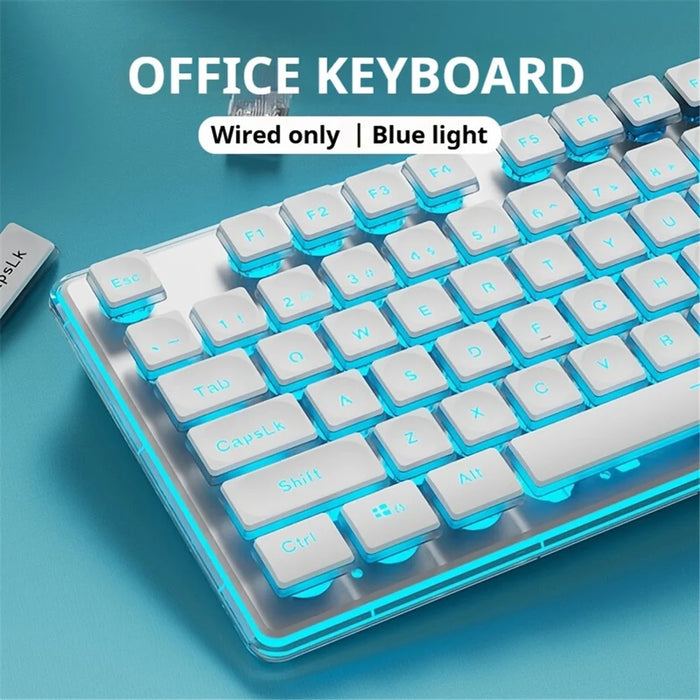 EWEADN GX710 Stylish Home Office Computer Laptop Keyboard USB Wired Mute Backlit Keyboard - White Backlit - 5