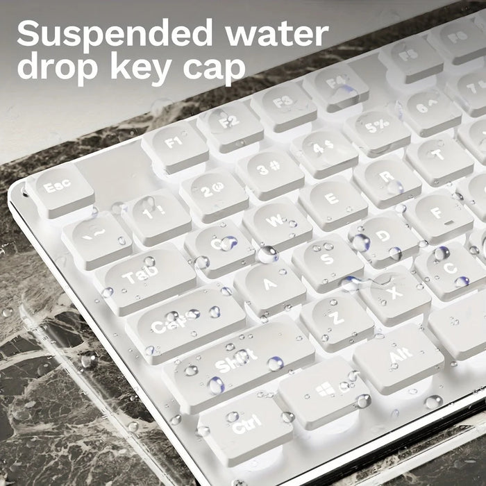 EWEADN GX710 Stylish Home Office Computer Laptop Keyboard USB Wired Mute Backlit Keyboard - White Backlit - 7