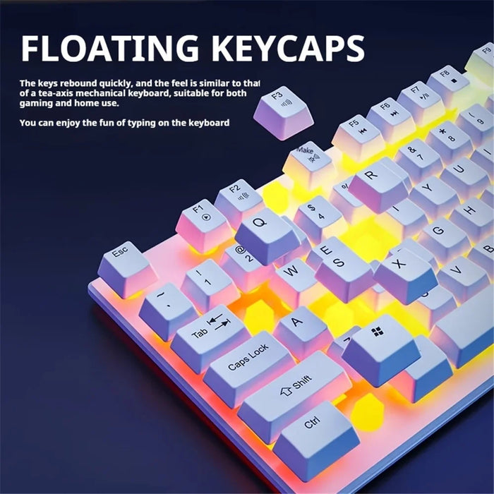 EWEADN GX330 Computer Laptop E-Sport Keyboard USB Wired Backlit Gaming Keyboard - White / Rainbow Light - 2