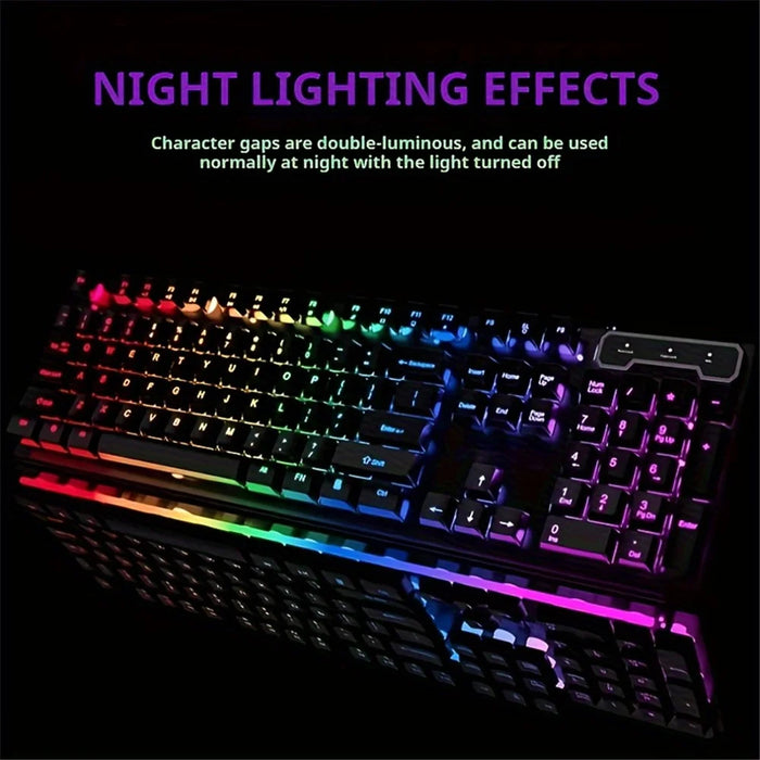EWEADN GX330 Computer Laptop E-Sport Keyboard USB Wired Backlit Gaming Keyboard - White / Rainbow Light - 4