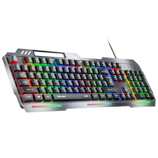 INPHIC K2 104-Key Wired Gaming Keyboard Metal Panel Mechanical Keyboard with 7 Color Backlit - 1