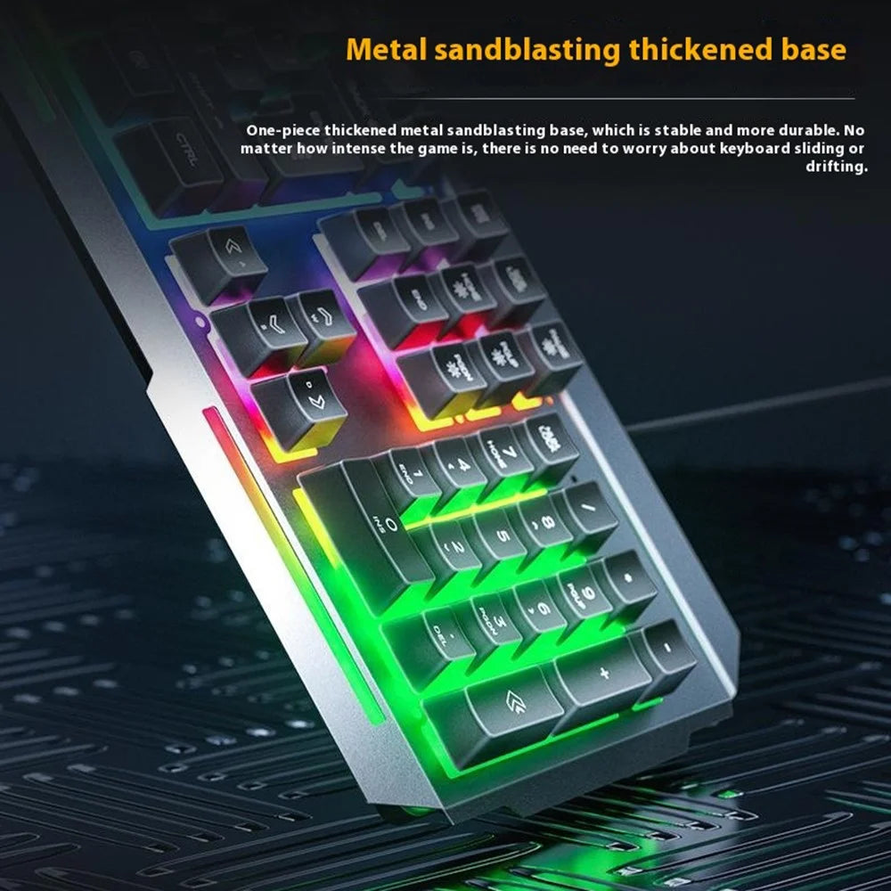 INPHIC K2 104-Key Wired Gaming Keyboard Metal Panel Mechanical Keyboard with 7 Color Backlit - 5