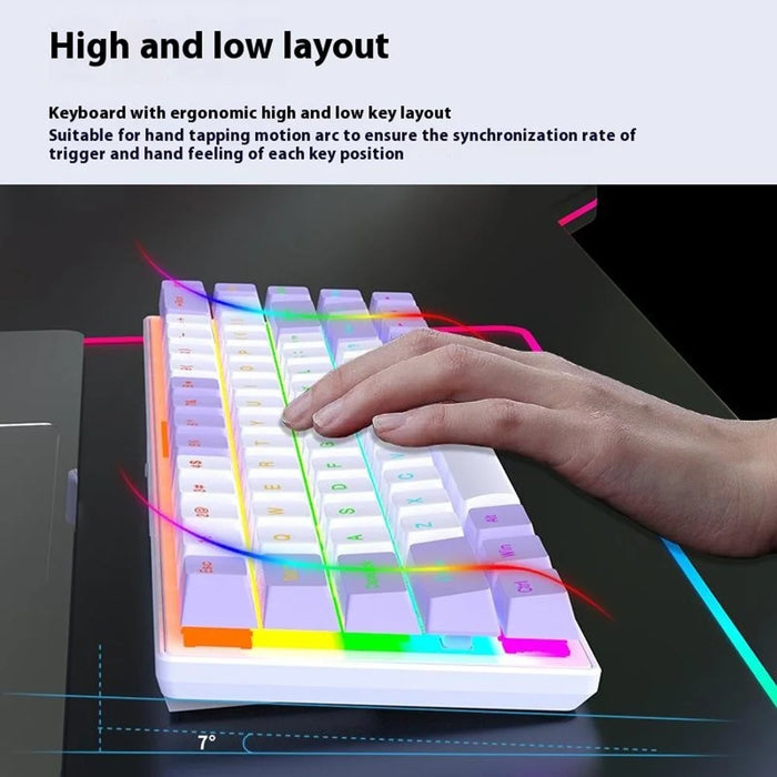 Y-FRUITFUL K68 Color Splicing Wired Keyboard 68-Key RGB Backlit Computer Office Gaming Keyboard - Orange+Grey+Black - 3