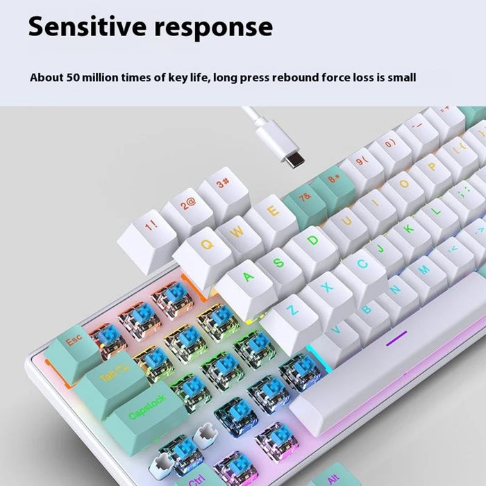 Y-FRUITFUL K68 Color Splicing Wired Keyboard 68-Key RGB Backlit Computer Office Gaming Keyboard - Orange+Grey+Black - 6