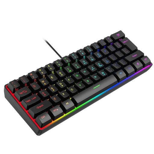 Y-FRUITFUL K401 Wired Keyboard 61-Key RGB Backlit Computer Office Gaming Keyboard - 1
