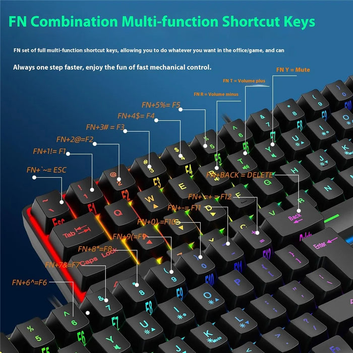 Y-FRUITFUL K401 Wired Keyboard 61-Key RGB Backlit Computer Office Gaming Keyboard - 5