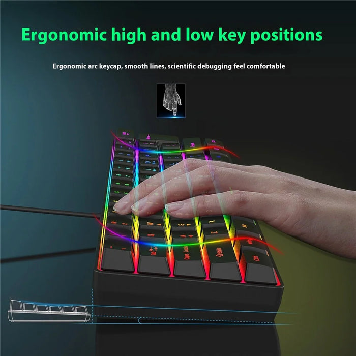 Y-FRUITFUL K401 Wired Keyboard 61-Key RGB Backlit Computer Office Gaming Keyboard - 6