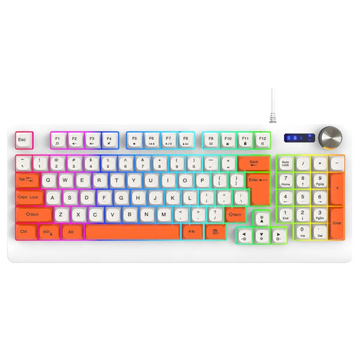 Y-FRUITFUL K93 Color Splicing Wired Keyboard 93-Key RGB Light Office Gaming Computer Keyboard - Orange+White - 2